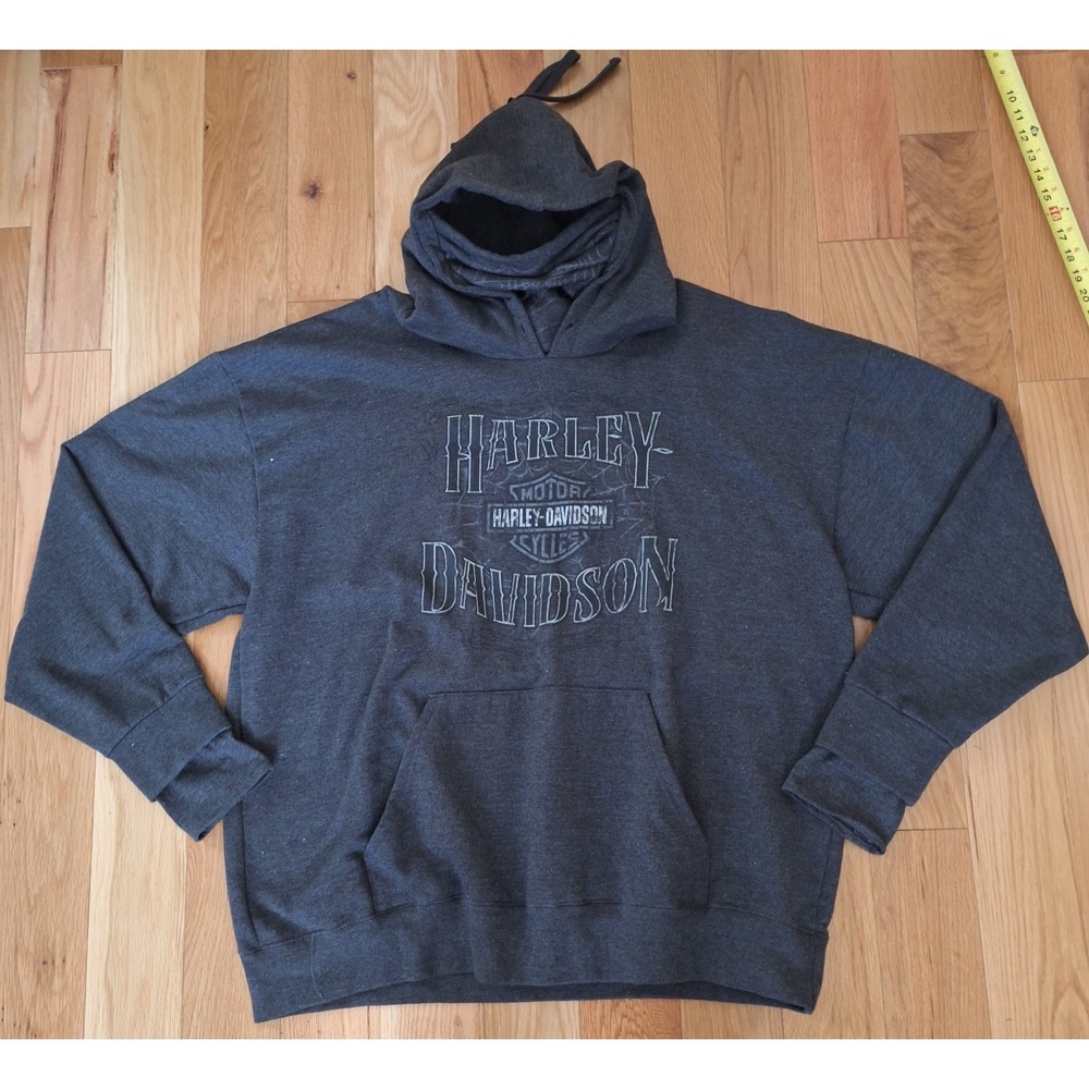 Harley Davidson Face Mask Hoodie 2XL Bumpus Murfreesboro TN Gray Pullover - Picture 7 of 9
